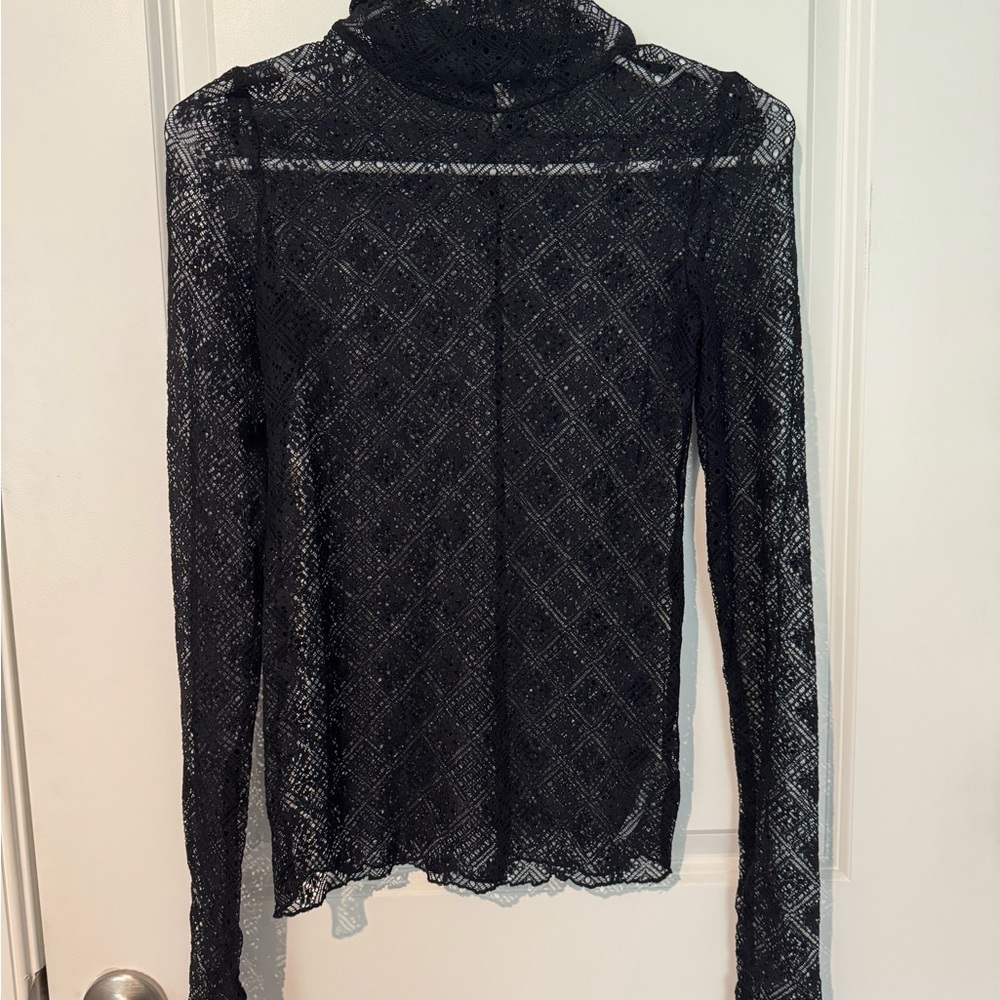 Free People Black Lace Blouse